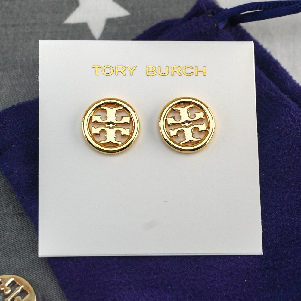 SALE: Tory Burch Miller Large Logo Stud Earrings (New with Dust Bag)